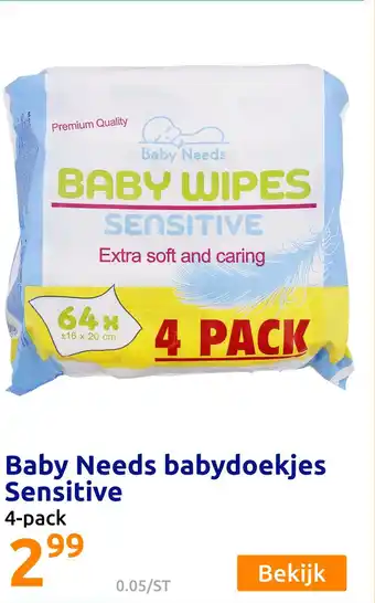 Action Baby Needs babydoekjes Sensitive aanbieding