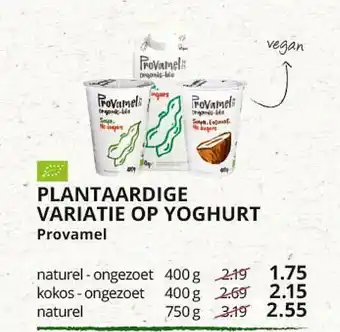 Natuurwinkel Plantaardige Variatie Op Yoghurt Provamel aanbieding