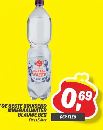 Dekamarkt 1De Beste Bruisend Mineraalwater Blauwe Bes aanbieding