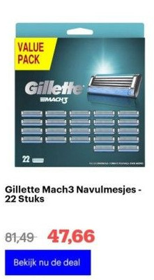Bol.com Gillette mach3 navulmesjes - 22 stuks aanbieding
