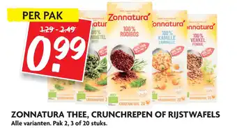 Dekamarkt Zonnatura Thee, Crunchrepen Of Rijstwafels aanbieding