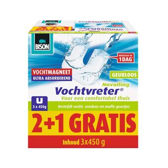 Marskramer Bison vochtvreter vochtmagneet navulling geurloos 3 x 450gr aanbieding