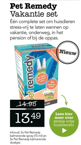 Dierspecialist Pet Remedy Vakantie set aanbieding