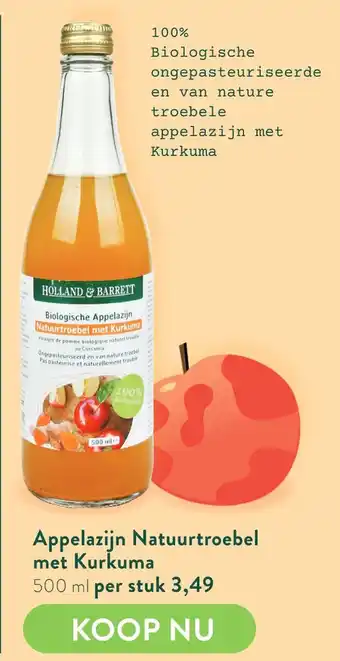 Holland & Barrett Appelazijn Natuurtroebel met Kurkuma aanbieding