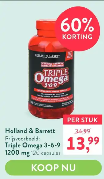 Holland & Barrett Triple Omega 3-6-9 1200 mg aanbieding