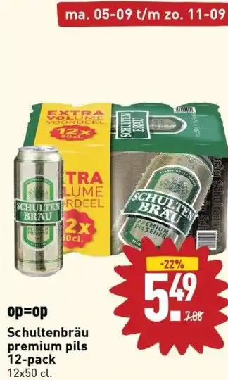 ALDI Schultenbräu premium pils 12-pack 12x50 cl. aanbieding