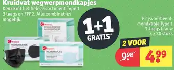 Kruidvat Kruidvat wegwerpmondkapjes aanbieding