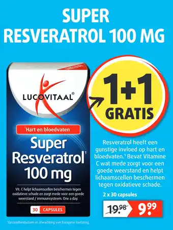 Lucovitaal Super resveratrol 100 mg aanbieding