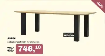 Trendhopper Eettafel Aspen met 4 metalen poten aanbieding