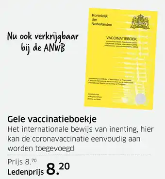 ANWB Gele vaccinatieboekje aanbieding