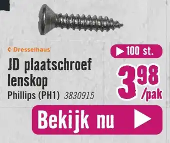 Hornbach JD plaatschroef lenskop aanbieding