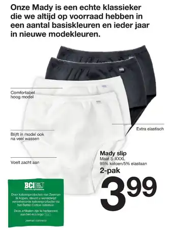 Zeeman Mady slip maat s-xxxl aanbieding