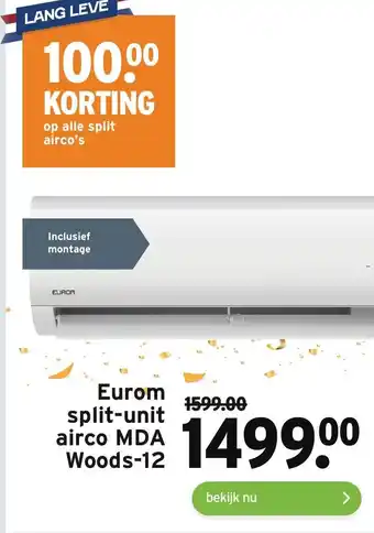 GAMMA Eurom split-unit airco mda woods-12 aanbieding