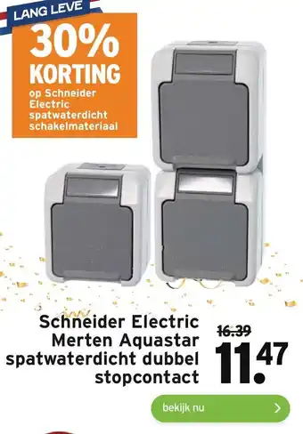 GAMMA Schneider electric merten aquastar spatwaterdicht dubbel stopcontact aanbieding