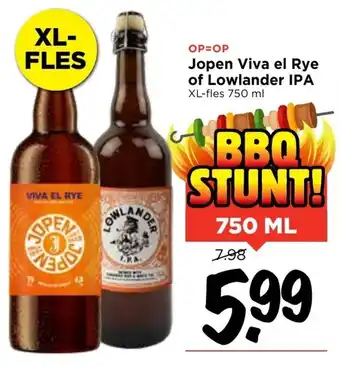 Vomar Voordeelmarkt Jopen viva el rye of lowlander ipa 750ml aanbieding