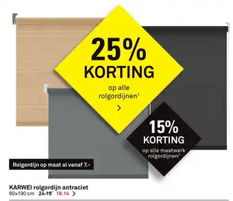 Karwei Rolgordijn antraciet 60x190cm aanbieding