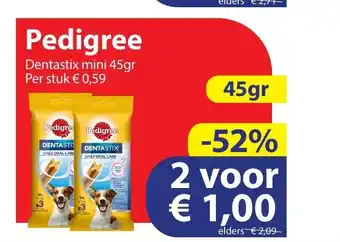 Die Grenze Pedigree dentastix mini 45gr aanbieding