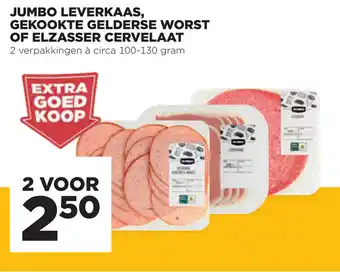 Jumbo Jumbo leverkaas, gekookte gelderse worst of elzasser cervelaat 100-130g aanbieding