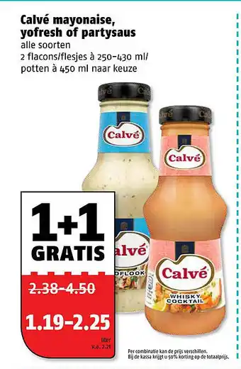 Poiesz Calvé mayonaise, yofresh of partysaus aanbieding