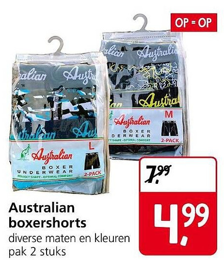 Australian boxershorts aanbieding bij Jan Linders