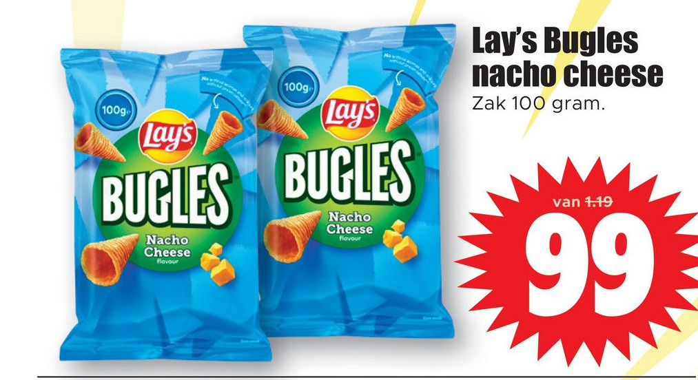 Lay's bugles nacho cheese aanbieding bij Dirk