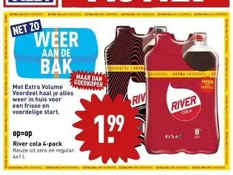 ALDI River cola 4-pack Keuze uit zero en regular 4x1 l aanbieding