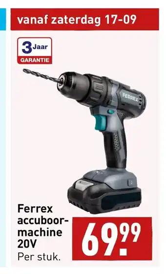 ALDI Ferrex accuboormachine 20V per stuk aanbieding