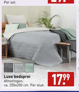 ALDI Luxe bedsprei 250 x 250 cm per stuk aanbieding