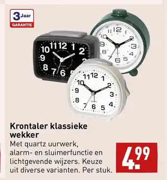 ALDI Krontaler klassieke wekker per stuk aanbieding