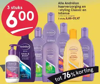 Etos Andrelon Haarverzorging en -styling Classic en Intense 3st aanbieding