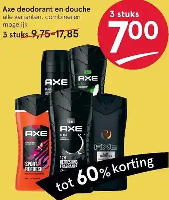 Etos Axe Deo of Douche 3st aanbieding