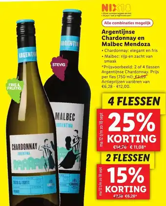 Lidl Argentijnse chardonnay en malbec mendoza aanbieding