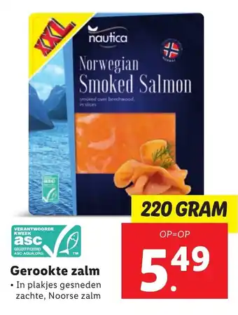 Lidl Gerookte zalm 220g aanbieding