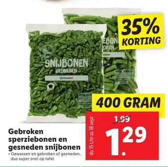 Lidl Gebroken sperziebonen en gesneden snijbonen 400g aanbieding