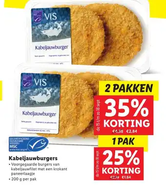 Lidl Kabeljauwburgers 200g aanbieding