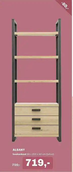 Trendhopper Albany Boekenkast 94 X 200 X 40 Cm aanbieding