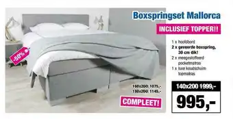 Matrasconcurrent Boxspringset Mallorca aanbieding