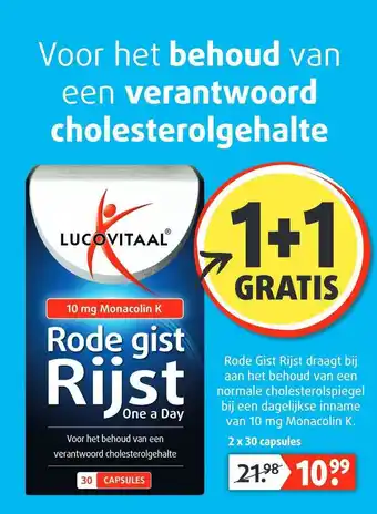 Lucovitaal Lucovitaal Rode Gijst Rijst One A Day 1+1 Gratis aanbieding