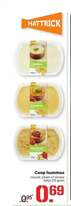 Coop Coop Hummus Naturel, Pikant Of Tomaat aanbieding