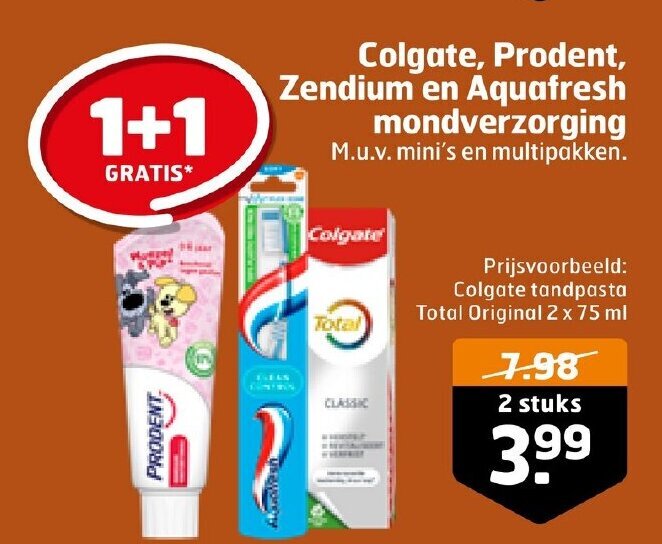 Colgate, Prodent, Zendium en Aquafresh aanbieding bij