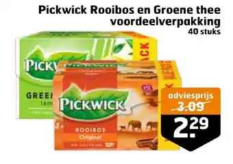 Trekpleister Pickwick Rooibos en Groene thee voordeelverpakking 40 stuks aanbieding