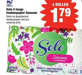 ALDI Solo 2-Laags Keukenpapier Seasons aanbieding