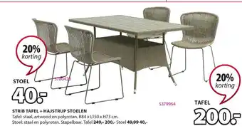 Jysk Strib Tafel + Hajstrup Stoelen 20% Korting aanbieding