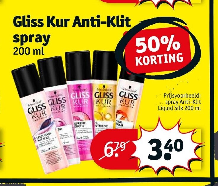 Gliss Kur AntiKlit spray 200 ml aanbieding bij Kruidvat
