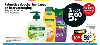 Kruidvat Palmolive douche, handzeep en haarverzorging 3 x 250 ml aanbieding