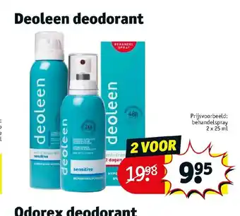 Kruidvat Deoleen deodorant 2 x 25 ml aanbieding