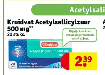 Kruidvat Acetylsallicylzuur 500 mg 20 stuks aanbieding