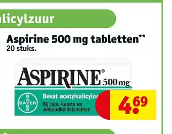 Kruidvat Aspirine 500 mg tabletten 20 stuks aanbieding