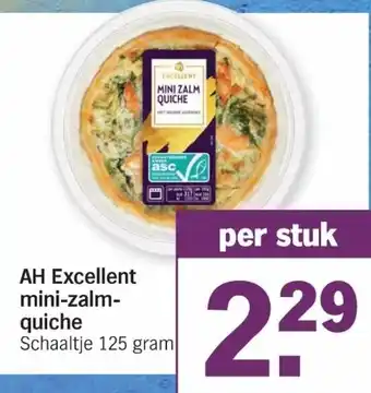 Albert Heijn AH Excellent mini-zalm-quiche 125g aanbieding