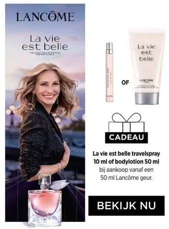 ICI Paris XL La vie est belle travelspray 10ml of bodylotion 50ml aanbieding